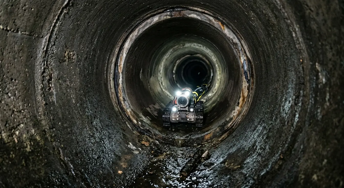 Robotic sewer camera inspecting pipe interior for Drain Snake Service in Big Rapids